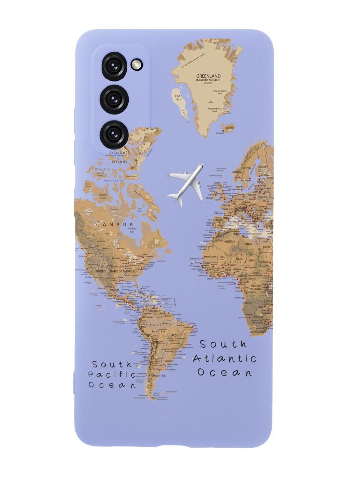 Samsung S20 FE Uyumlu Dünya Harita Desenli Premium Silikonlu Lansman Telefon Kılıfı
