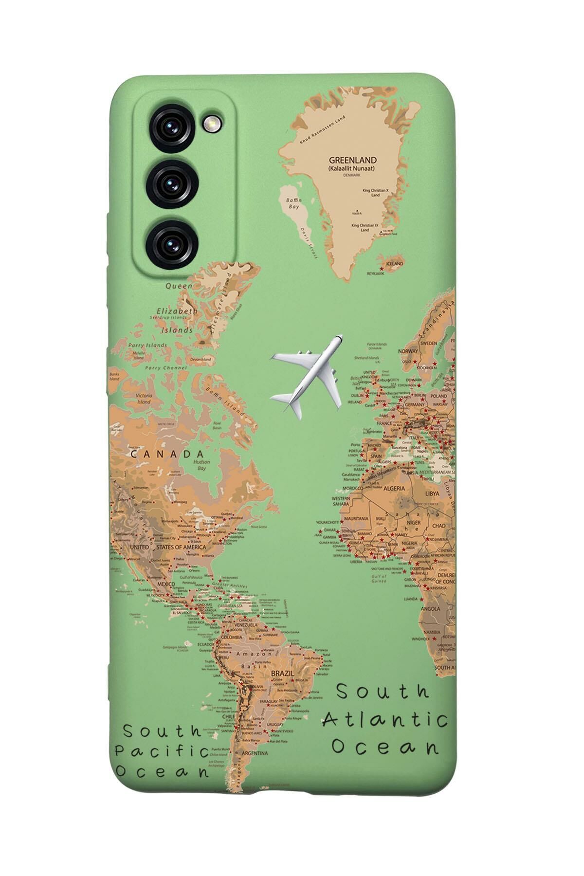 Samsung S20 FE Uyumlu Dünya Harita Desenli Premium Silikonlu Lansman Telefon Kılıfı