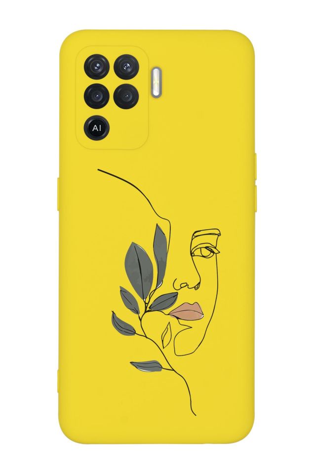 Oppo Reno 5 Lite Line Art Women Desenli Premium Silikonlu Telefon Kılıfı