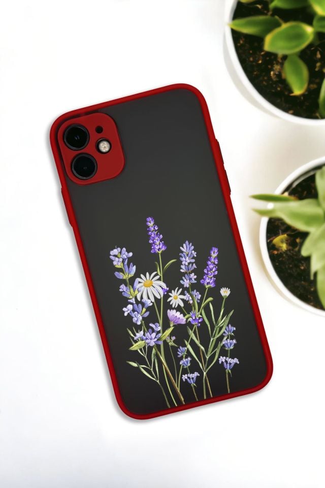 iPhone 11 Uyumlu Lavender Desenli Buzlu Şeffaf Lüx Telefon Kılıfı