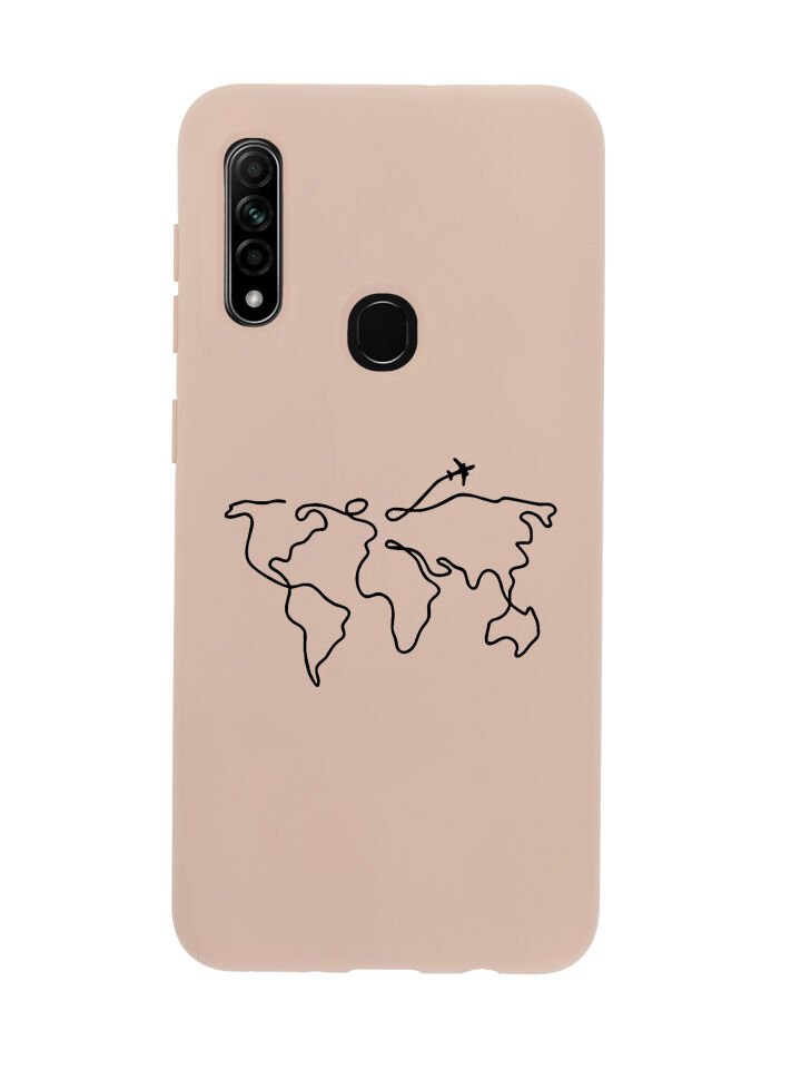 Oppo A31 Dünya Harita Rota Desenli Premium Silikonlu Telefon Kılıfı