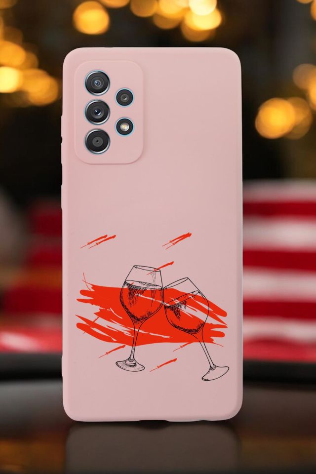 Samsung A13 Uyumlu Spilled Wine Desenli Premium Silikonlu Lansman Telefon Kılıfı