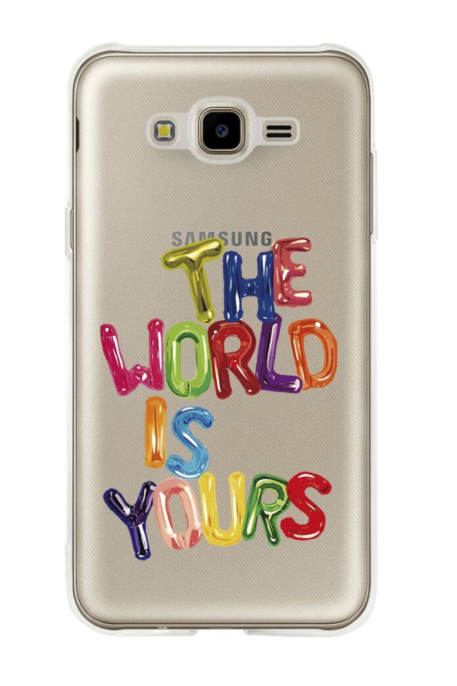 Samsung J7 The World Is Yours Premium Şeffaf Silikon Kılıf