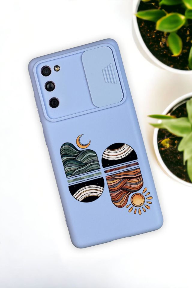 Samsung S21 Uyumlu Sunset Wave Desenli Kamera Koruma Slider Kapaklı Silikonlu Telefon Kılıfı