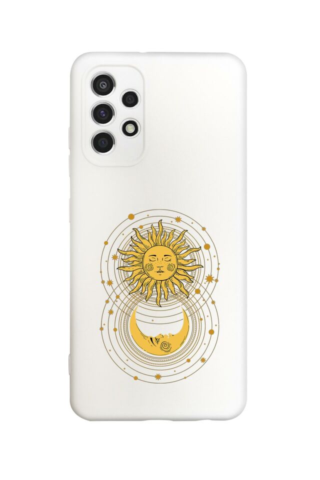 Samsung A23 Uyumlu Moon and Sun Desenli Premium Silikonlu Lansman Telefon Kılıfı