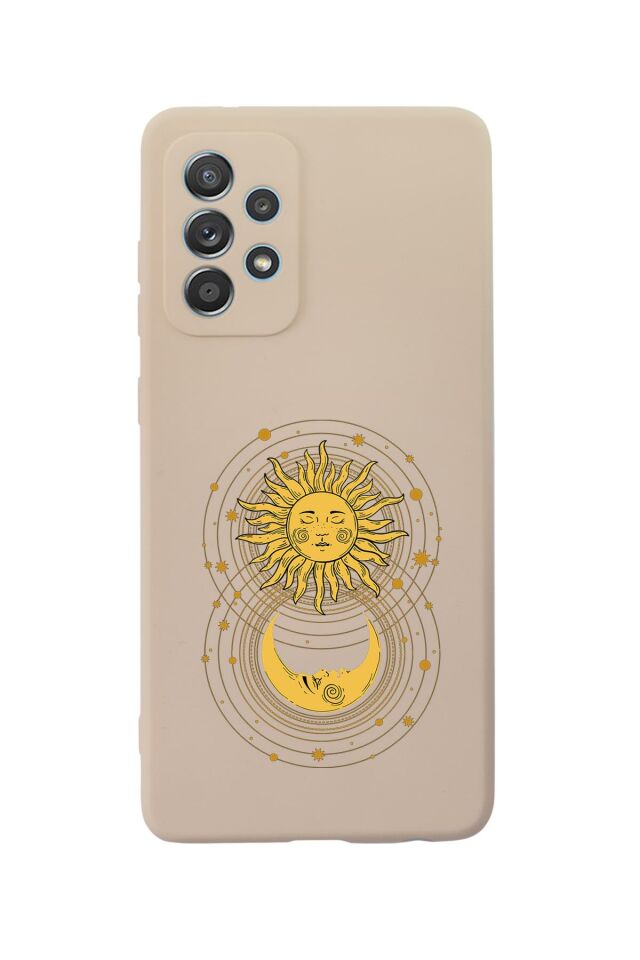 Samsung A23 Uyumlu Moon and Sun Desenli Premium Silikonlu Lansman Telefon Kılıfı