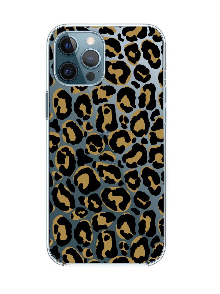 iPhone 12 Pro Leopar Desenli Premium Şeffaf Silikon Kılıf