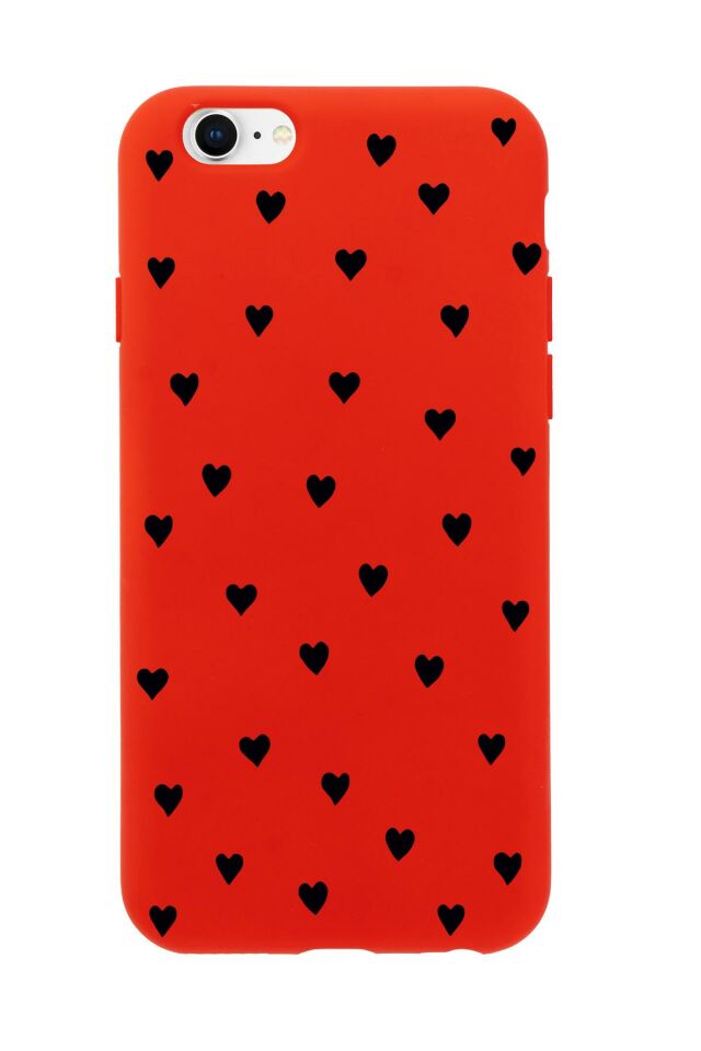iPhone 6 Uyumlu Siyah Kalpler Desenli Premium Silikonlu Telefon Kılıfı