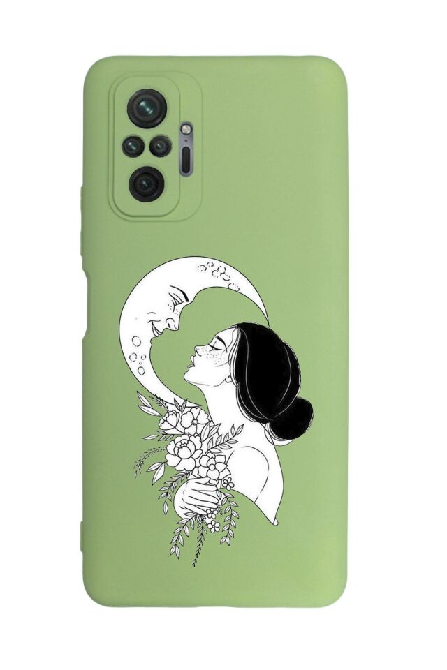 Xiaomi Redmi Note 10 Pro Max Uyumlu Moon and Women Desenli Premium Silikonlu Lansman Telefon Kılıfı
