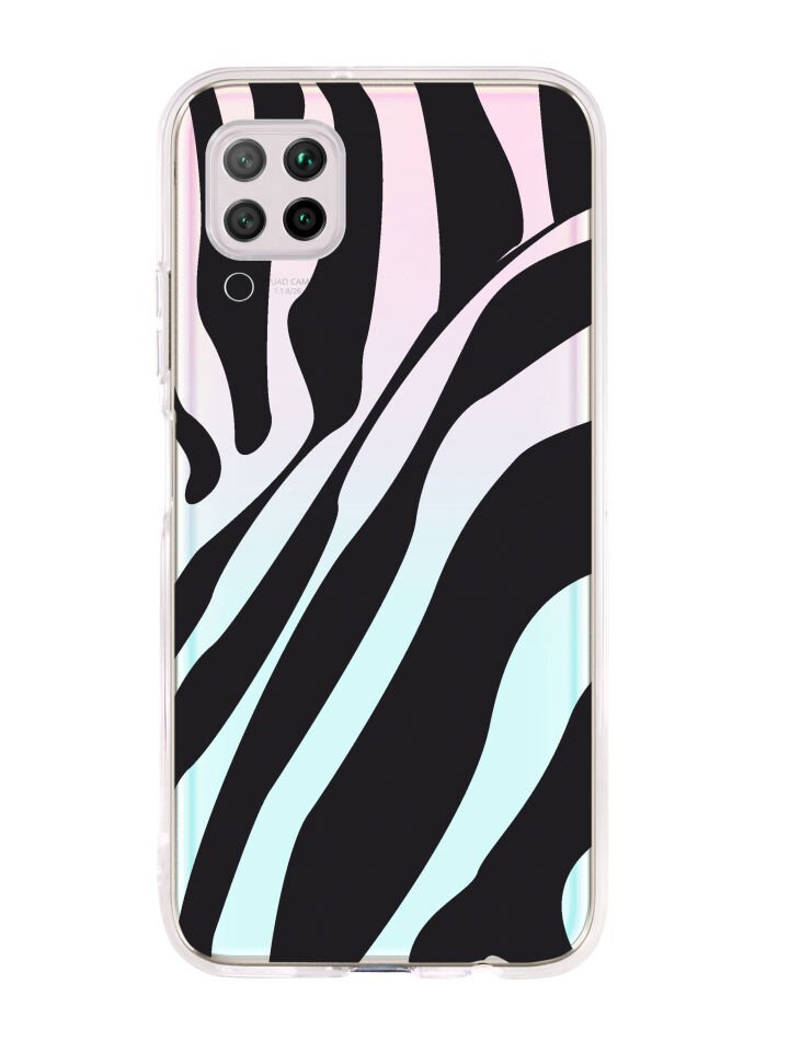 Huawei P40 Lite Zebra Desenli Premium Şeffaf Silikon Kılıf