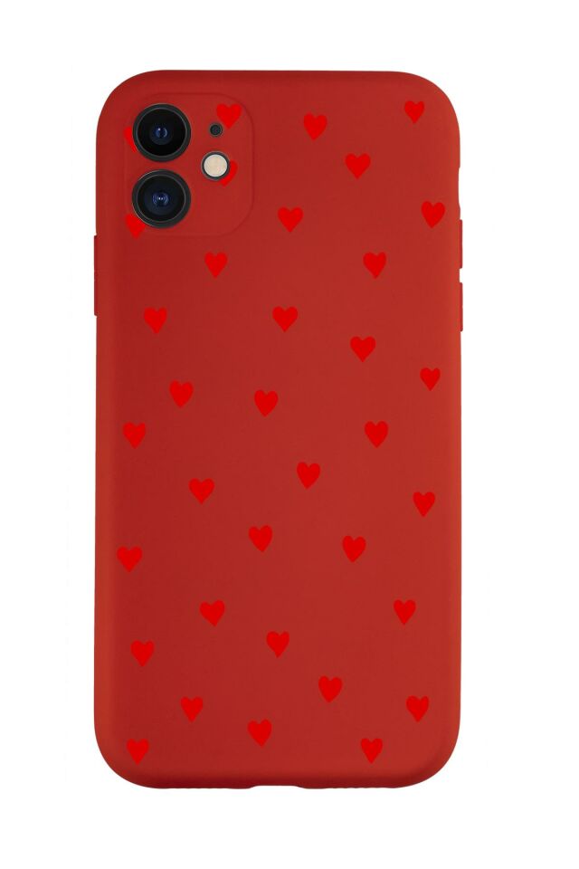 iPhone 11 Uyumlu Sevimli Kalpler Desenli Kamera Korumalı Premium Silikonlu Telefon Kılıfı