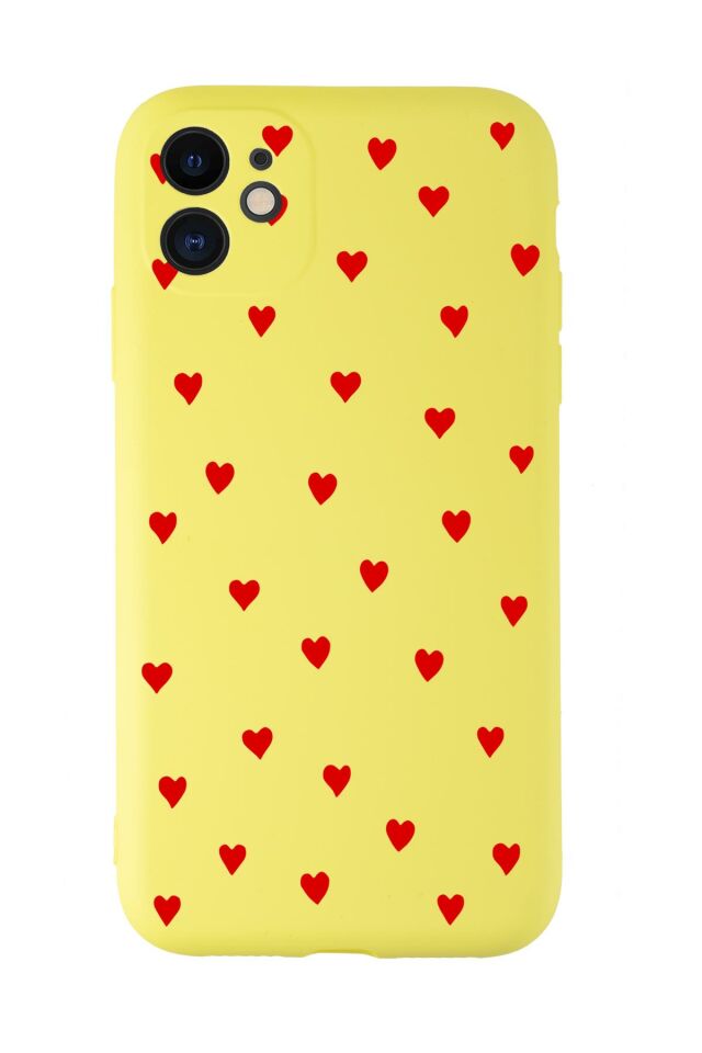 iPhone 11 Uyumlu Sevimli Kalpler Desenli Kamera Korumalı Premium Silikonlu Telefon Kılıfı