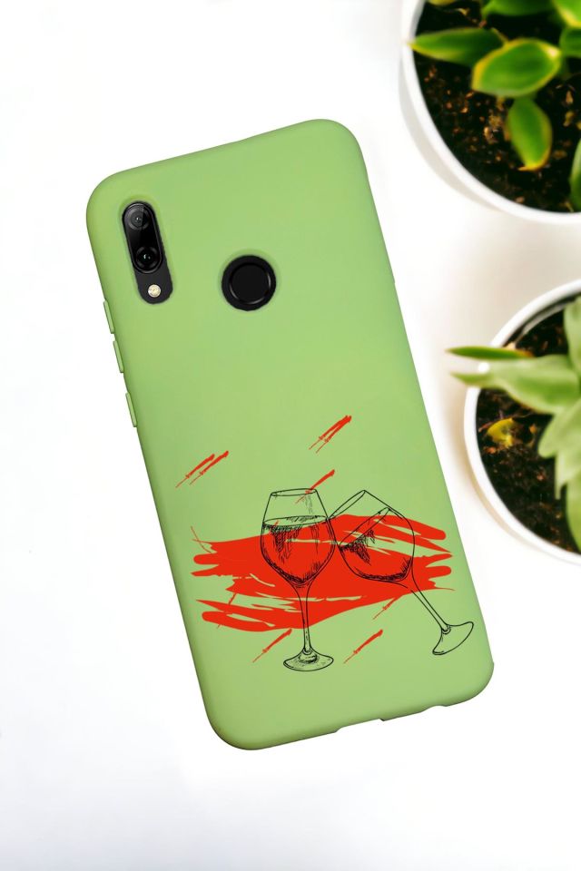 Huawei P Smart 2019 Uyumlu Spilled Wine Desenli Premium Silikonlu Lansman Telefon Kılıfı