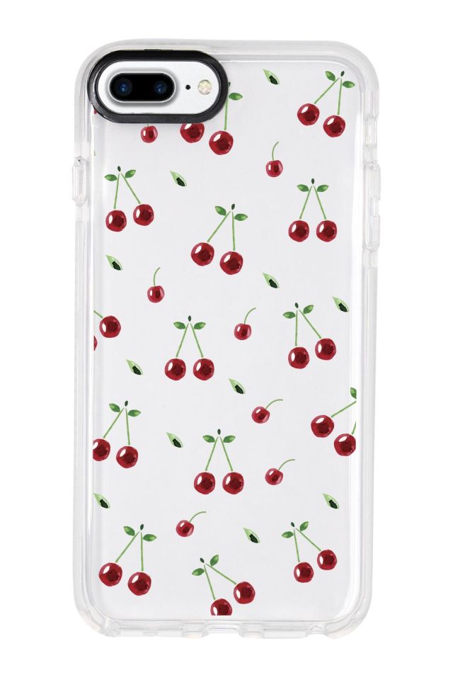 iPhone 7 Plus Uyumlu Kiraz Candy Bumper Silikonlu Telefon Kılıfı