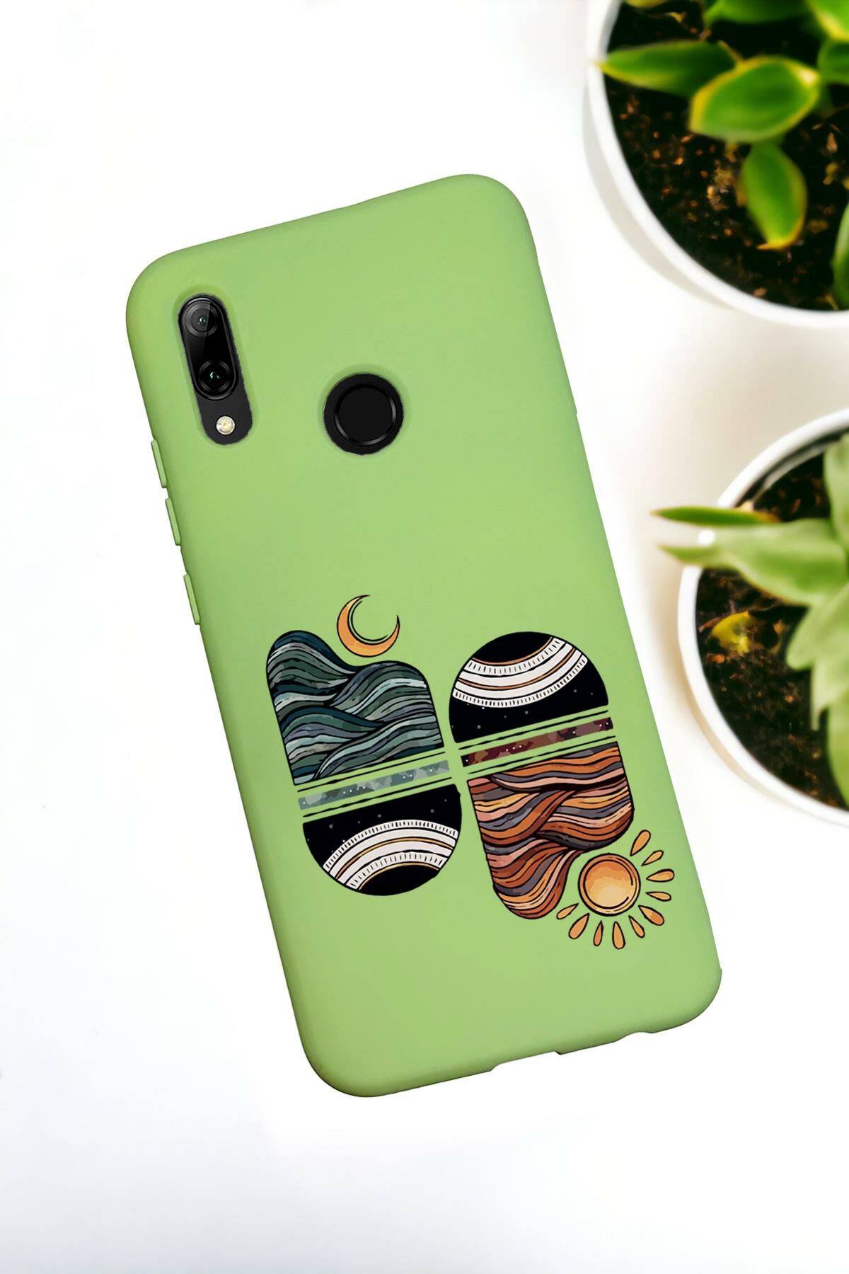 Huawei P Smart 2019 Uyumlu Sunset Wave Desenli Premium Silikonlu Lansman Telefon Kılıfı