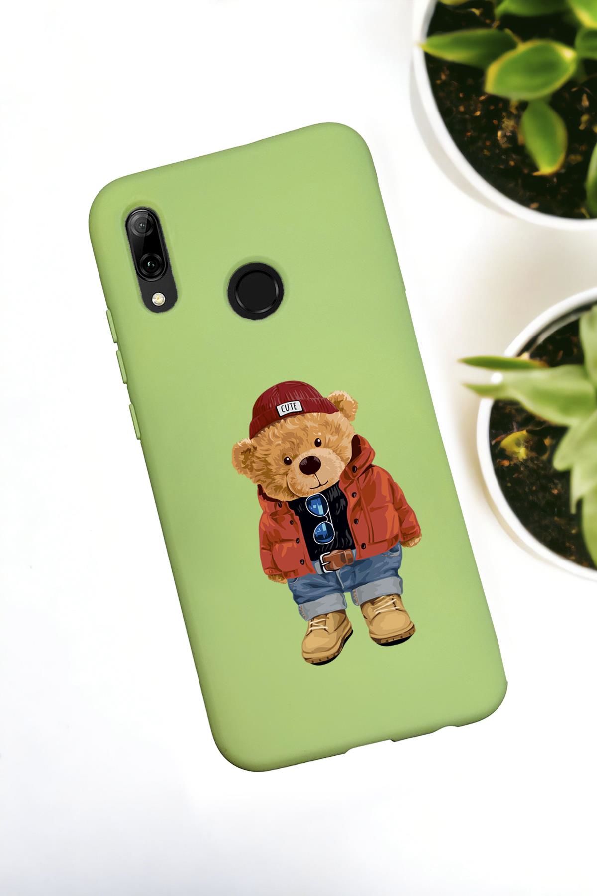 Huawei P Smart 2019 Uyumlu Teddy Bear Desenli Premium Silikonlu Lansman Telefon Kılıfı