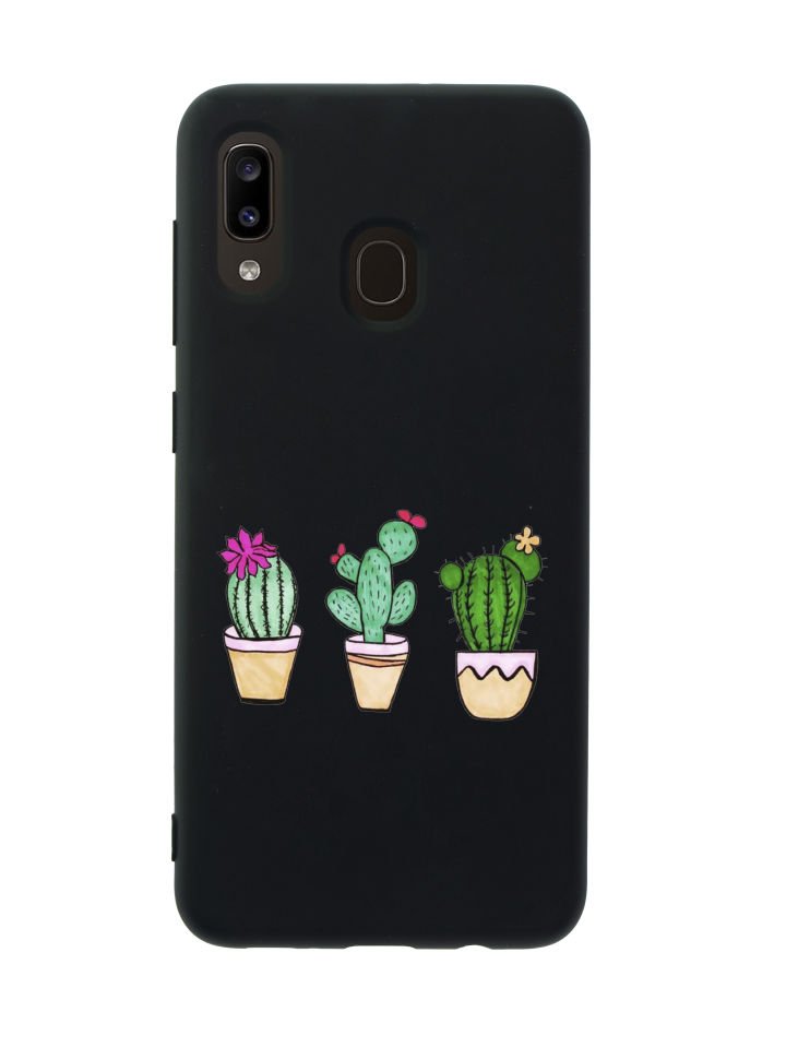 Samsung A30 Üçlü Kaktüs Desenli Premium Silikonlu Telefon Kılıfı