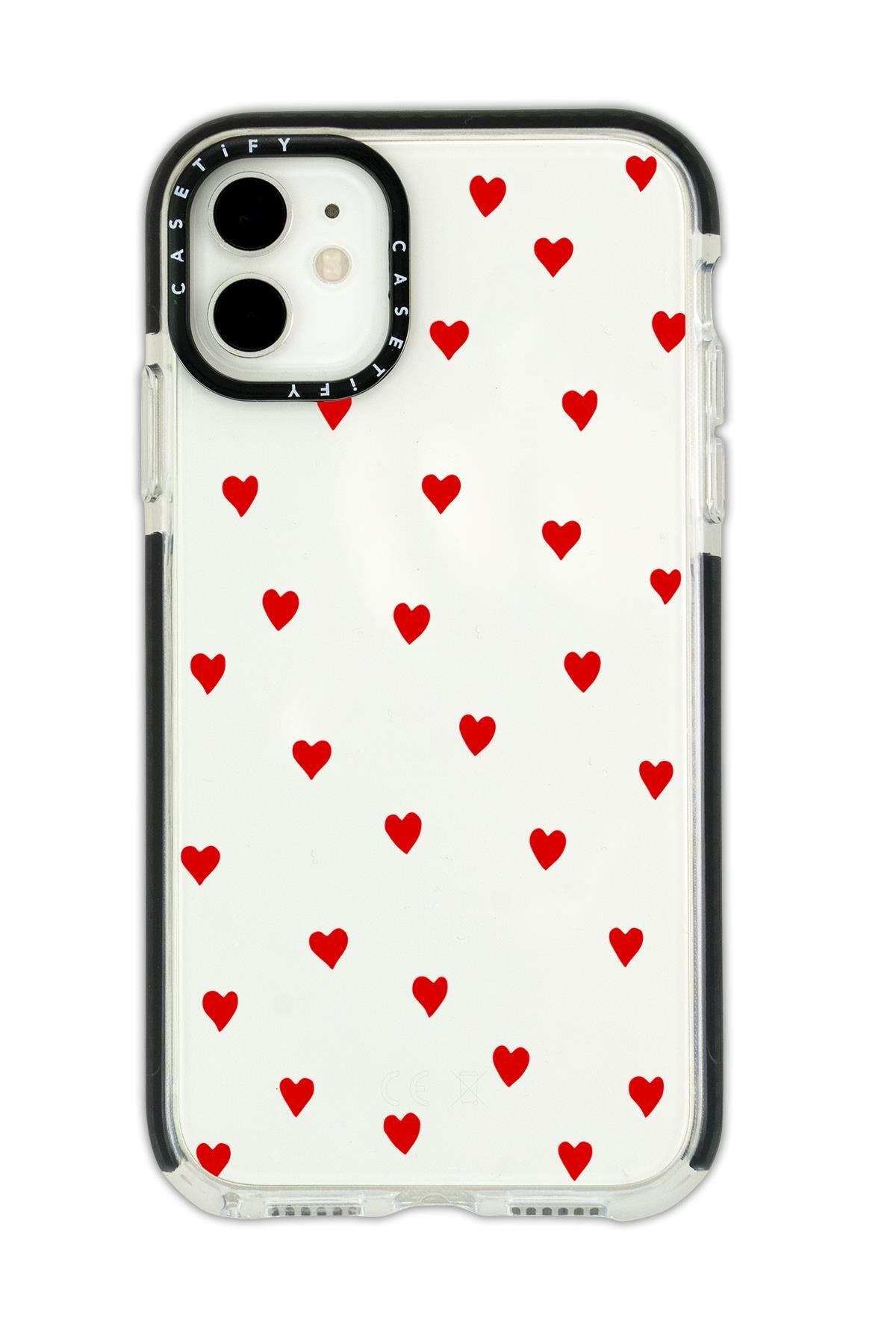 iPhone 12 Casetify Uyumlu Sevimli Kalpler Desenli Anti Shock Premium Silikonlu Siyah Kenar Detaylı Telefon Kılıfı
