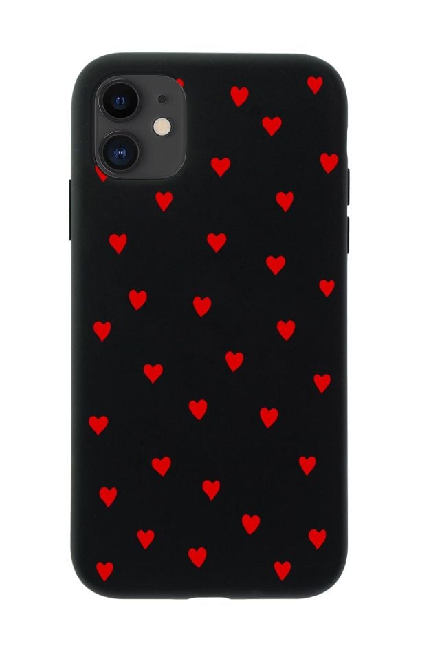 iPhone 12 Mini Uyumlu Sevimli Kalpler Desenli Premium Silikonlu Telefon Kılıfı