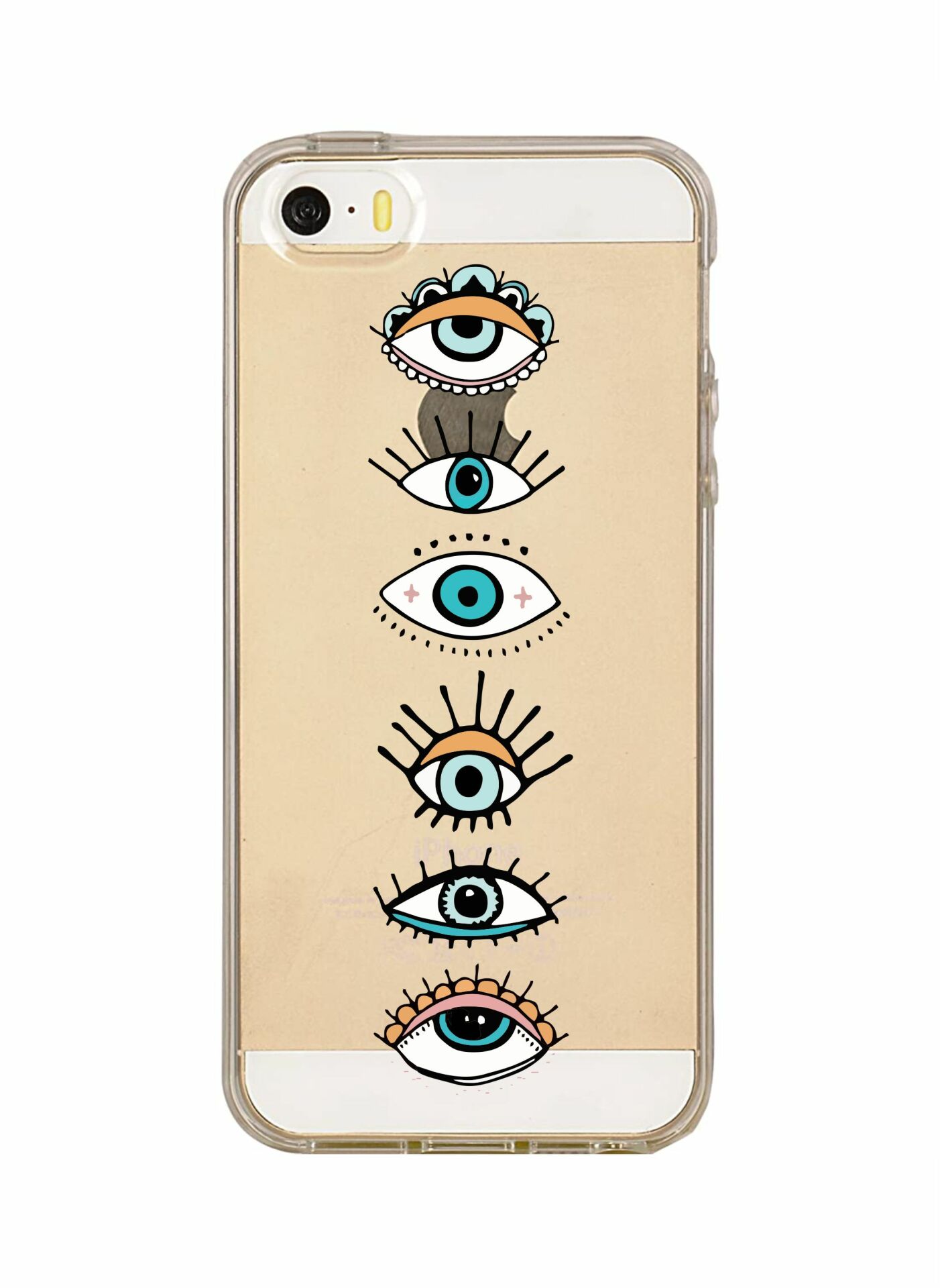 Renkli Gözler iPhone 5 Şeffaf Telefon Kılıfı