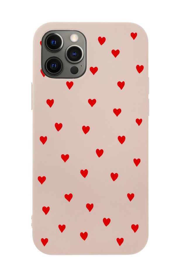 iPhone 12 Pro Max Uyumlu Sevimli Kalpler Desenli Premium Silikonlu Telefon Kılıfı
