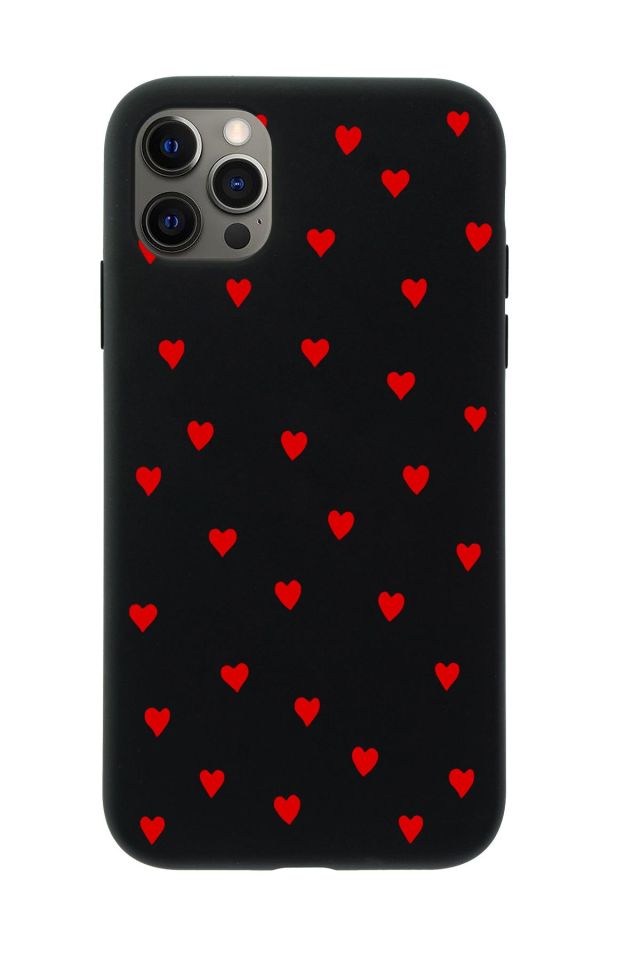 iPhone 12 Pro Max Uyumlu Sevimli Kalpler Desenli Premium Silikonlu Telefon Kılıfı