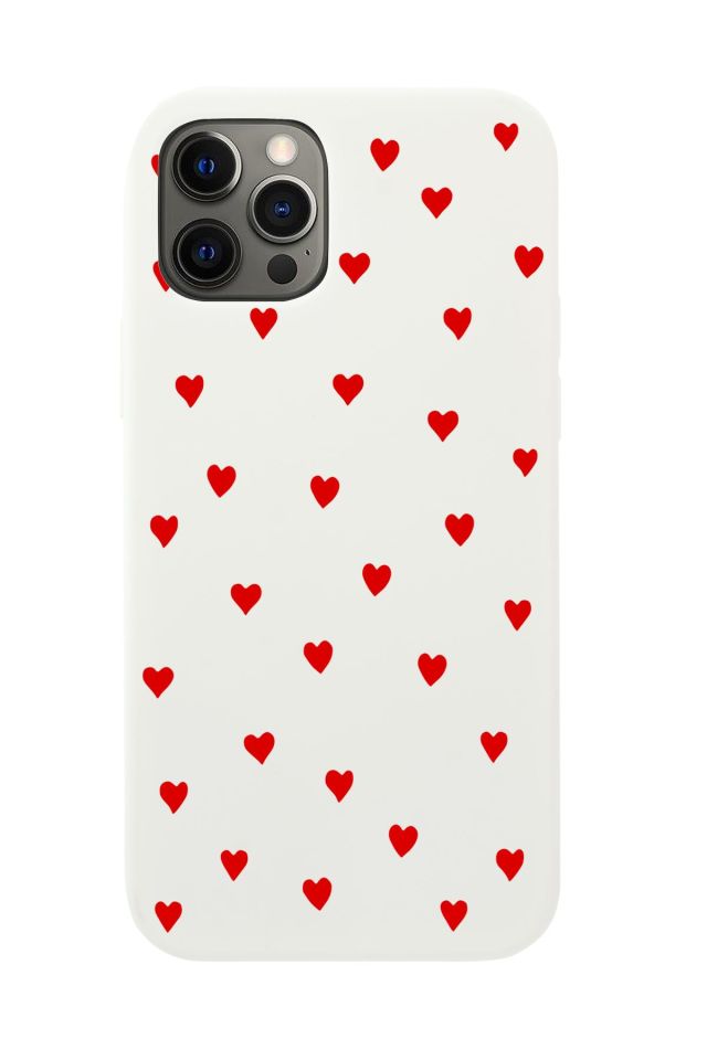 iPhone 12 Pro Uyumlu Sevimli Kalpler Desenli Premium Silikonlu Telefon Kılıfı