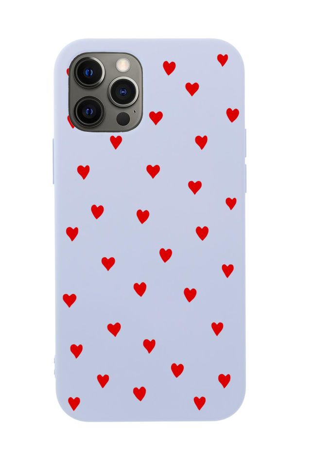 iPhone 12 Pro Uyumlu Sevimli Kalpler Desenli Premium Silikonlu Telefon Kılıfı