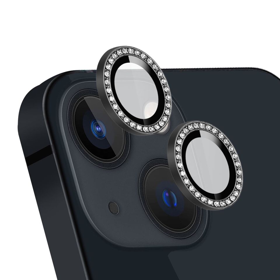 iPhone 15 Uyumlu Swarovski Taşlı Görnümlü Kamera Lensi Koruma Camı