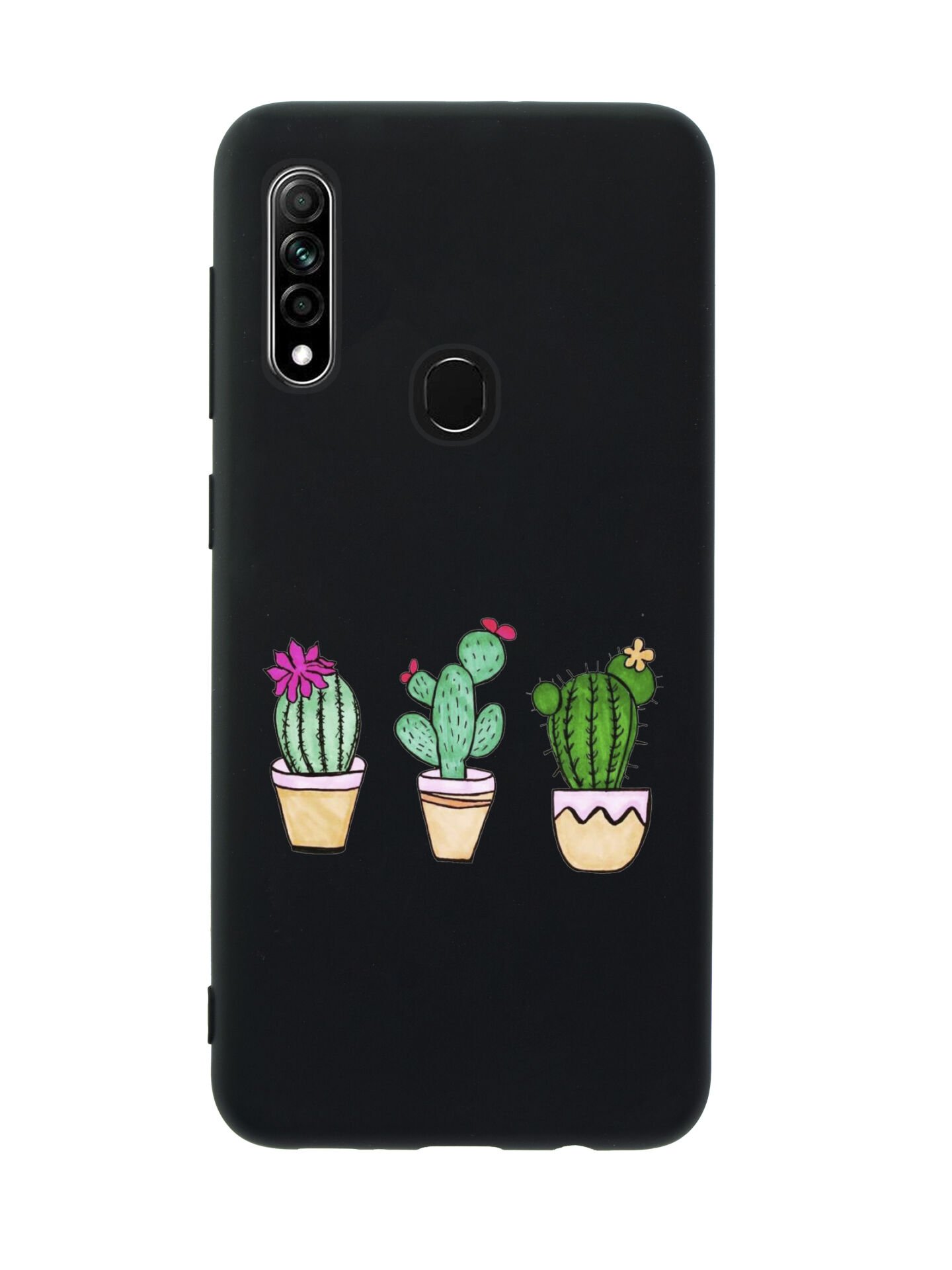 Oppo A31 Üçlü Kaktüs Desenli Premium Silikonlu Telefon Kılıfı