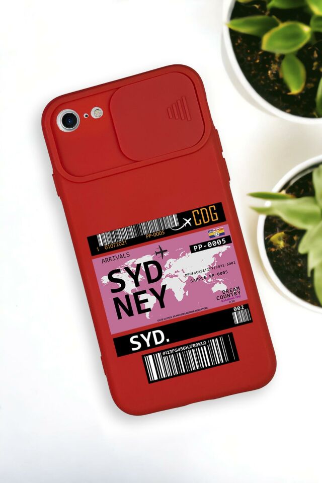 iPhone 6 Uyumlu Sydney Ticket Desenli Kamera Koruma Slider Kapaklı Silikonlu Telefon Kılıfı