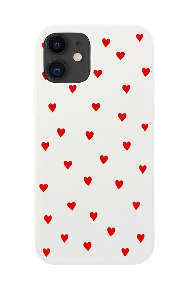 iPhone 12 Uyumlu Sevimli Kalpler Desenli Premium Silikonlu Telefon Kılıfı