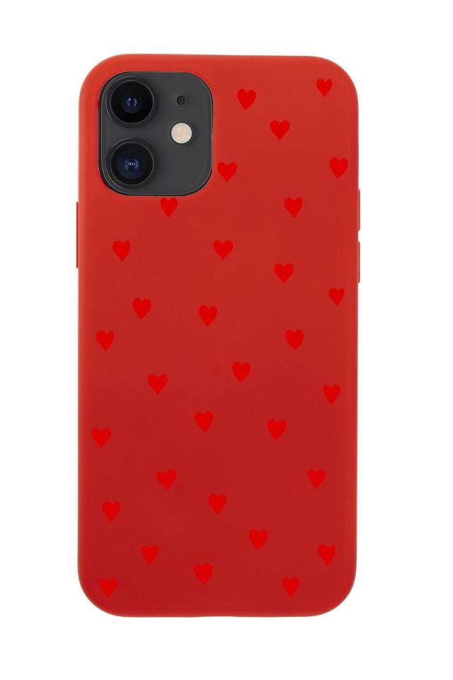 iPhone 12 Uyumlu Sevimli Kalpler Desenli Premium Silikonlu Telefon Kılıfı