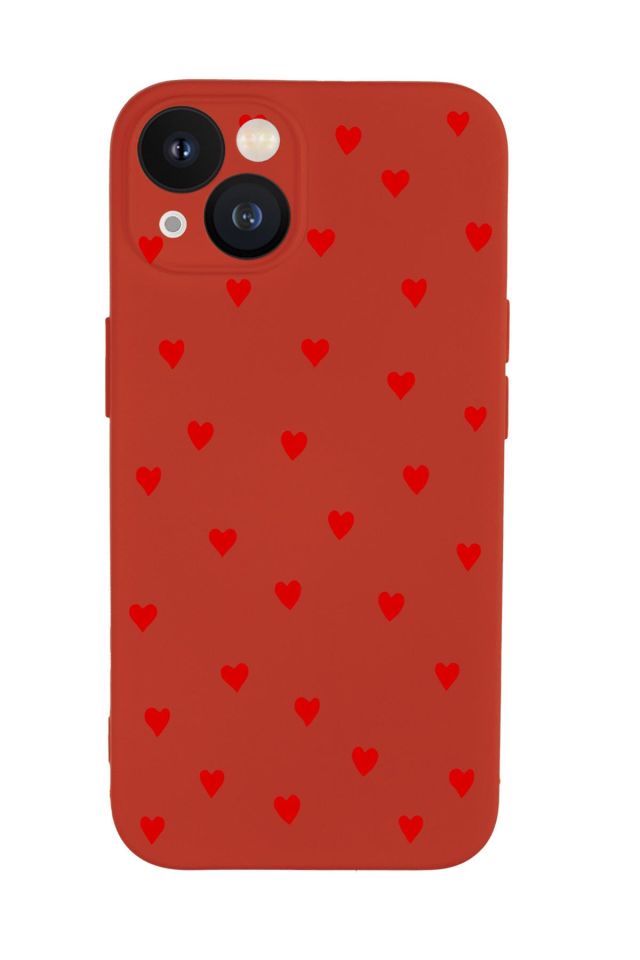 iPhone 13 Mini Uyumlu Sevimli Kalpler Desenli Premium Silikonlu Telefon Kılıfı