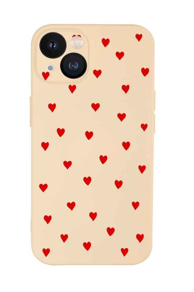 iPhone 13 Mini Uyumlu Sevimli Kalpler Desenli Premium Silikonlu Telefon Kılıfı