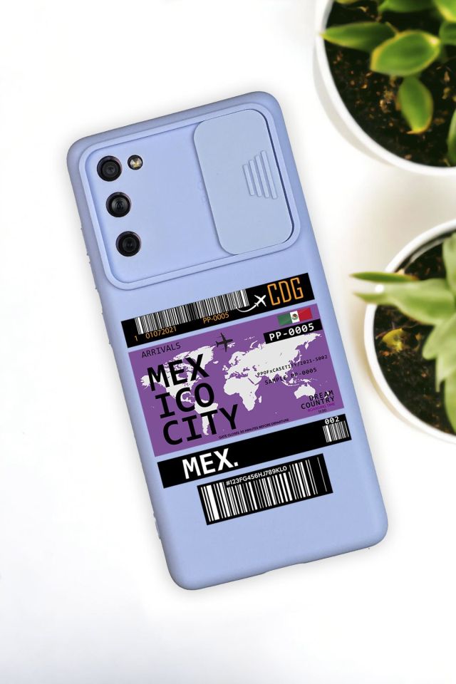 Samsung S21 Uyumlu Mexico Ticket Desenli Kamera Koruma Slider Kapaklı Silikonlu Telefon Kılıfı