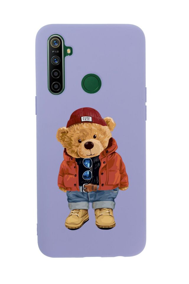 Realme 5i Teddy Bear Premium Silikonlu Telefon Kılıfı