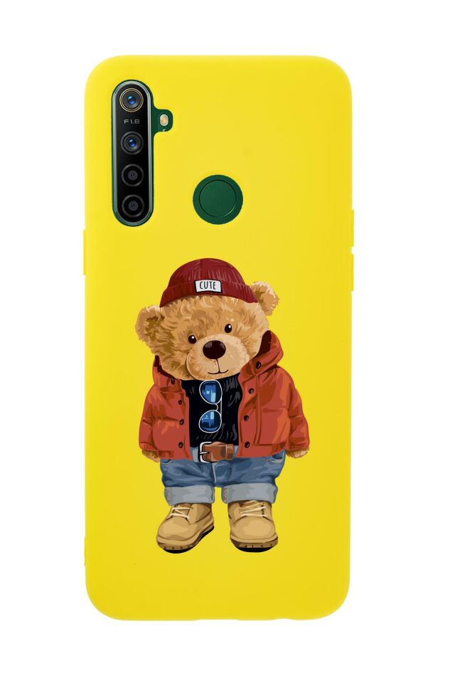 Realme 5i Teddy Bear Premium Silikonlu Telefon Kılıfı
