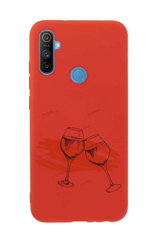 Realme C3 Spilled Wine Premium Silikonlu Telefon Kılıfı