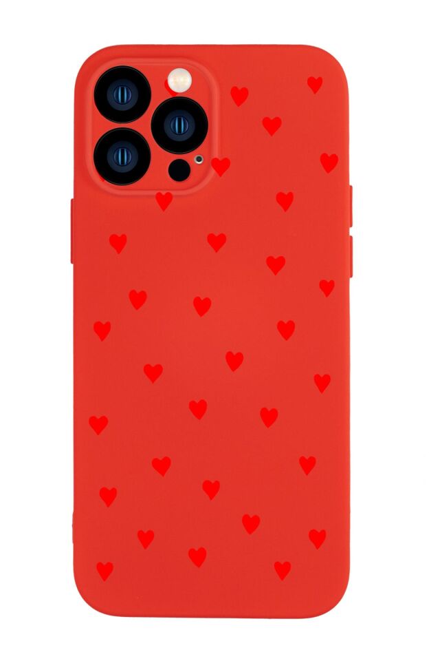 iPhone 13 Pro Max Uyumlu Sevimli Kalpler Desenli Kamera Korumalı Premium Silikonlu Telefon Kılıfı