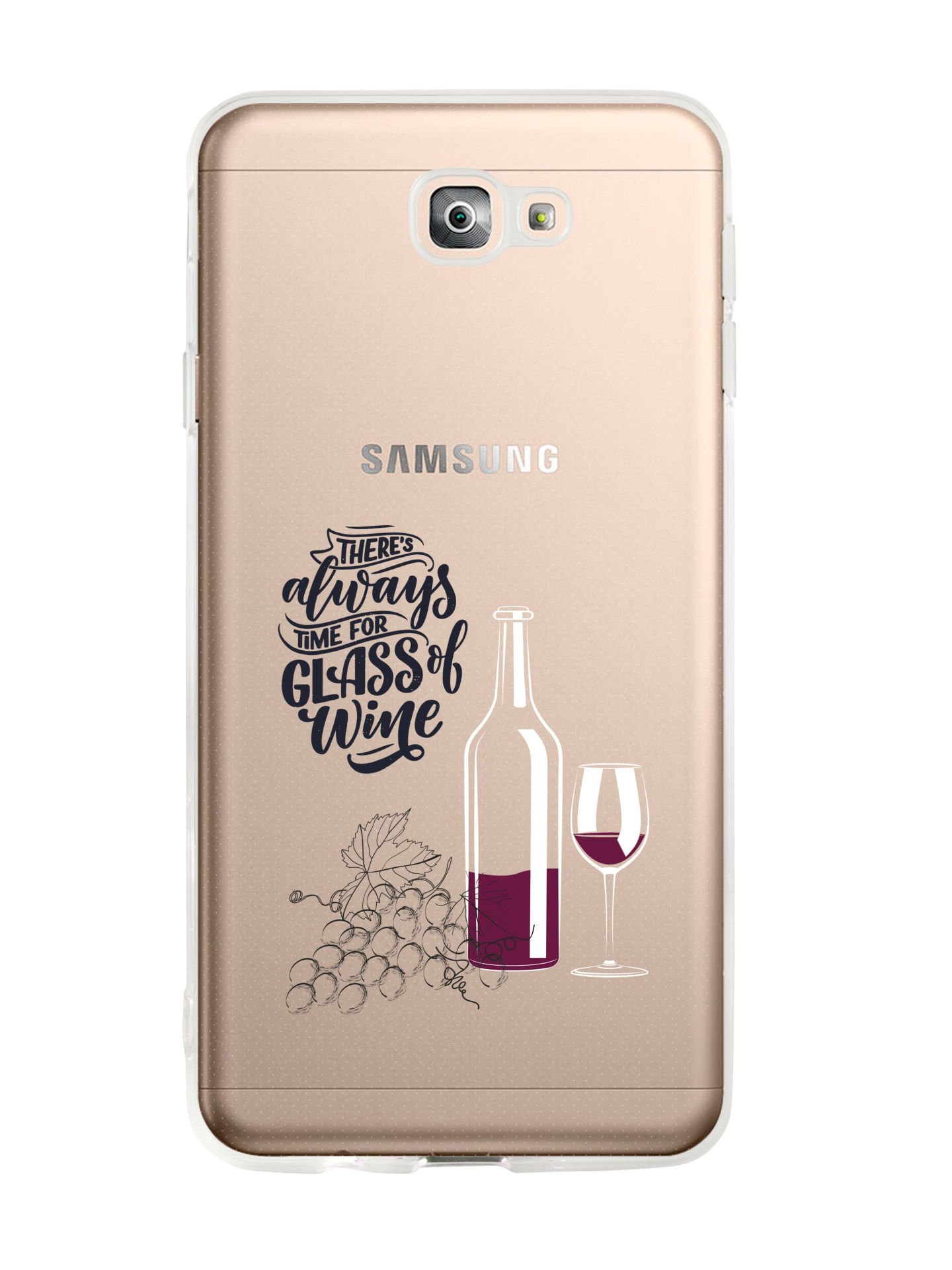 Samsung J7 Prime Wine Tasarımlı Premium Şeffaf Silikon Kılıf