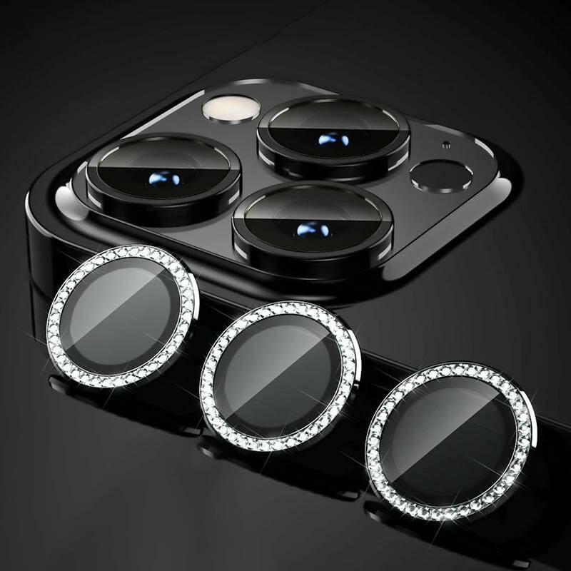 iPhone 14 Pro Uyumlu Swarovski Taşlı Kamera Lensi Koruma Camı