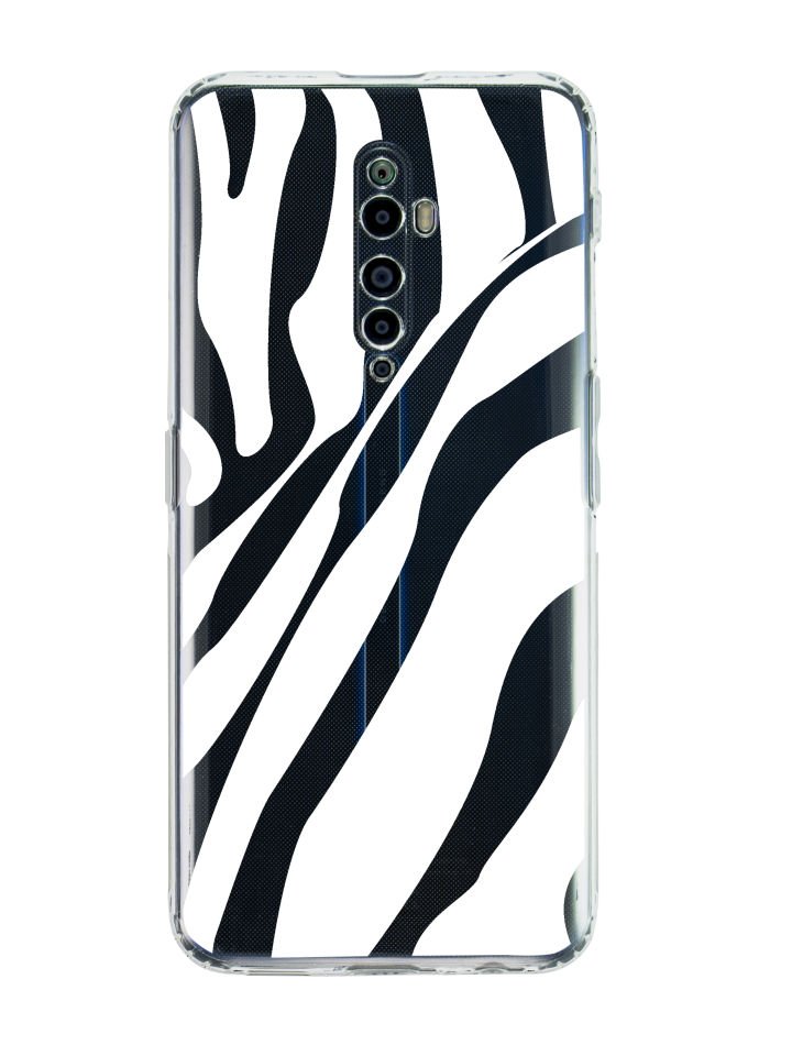 Oppo Reno 2Z Zebra Desenli Premium Şeffaf Silikon Kılıf