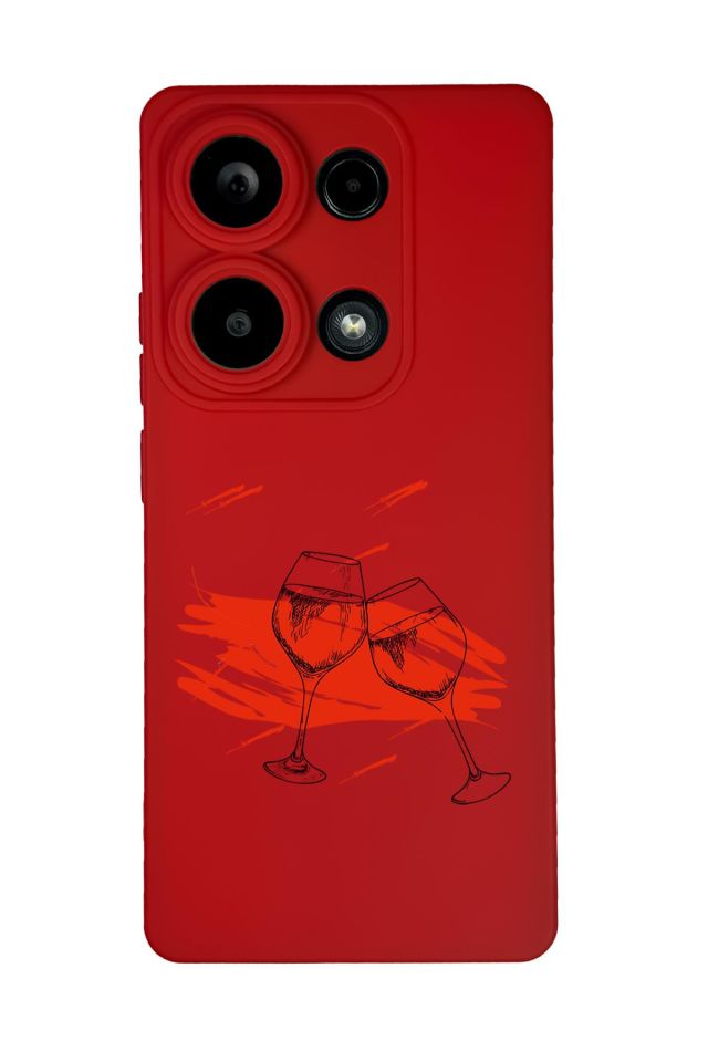 Xiaomi Redmi Note 13 Pro 4G Uyumlu Spilled Wine Desenli Premium Silikonlu Lansman Telefon Kılıfı