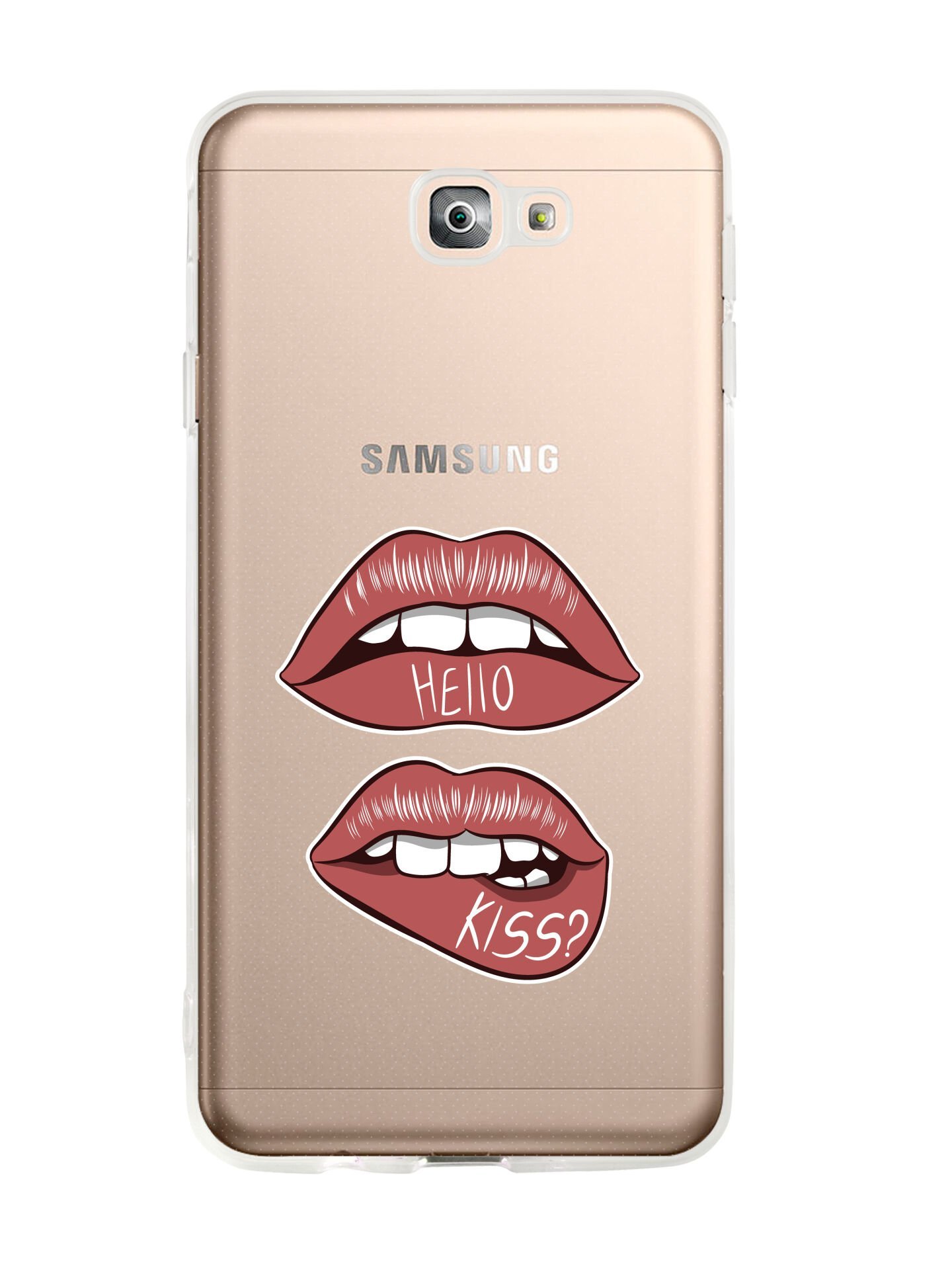 Samsung J7 Prime Hello Kiss Desenli Premium Şeffaf Silikon Kılıf