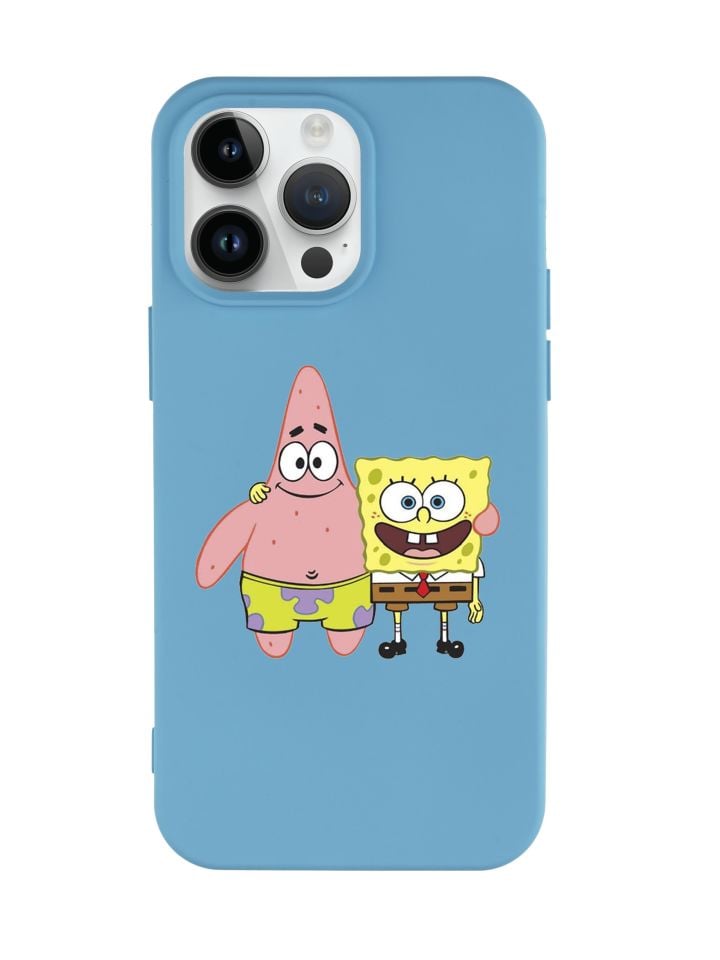 iPhone 14 Pro Uyumlu Sünger Bob ve Patrick Star Desenli Premium Silikonlu Lansman Telefon Kılıfı