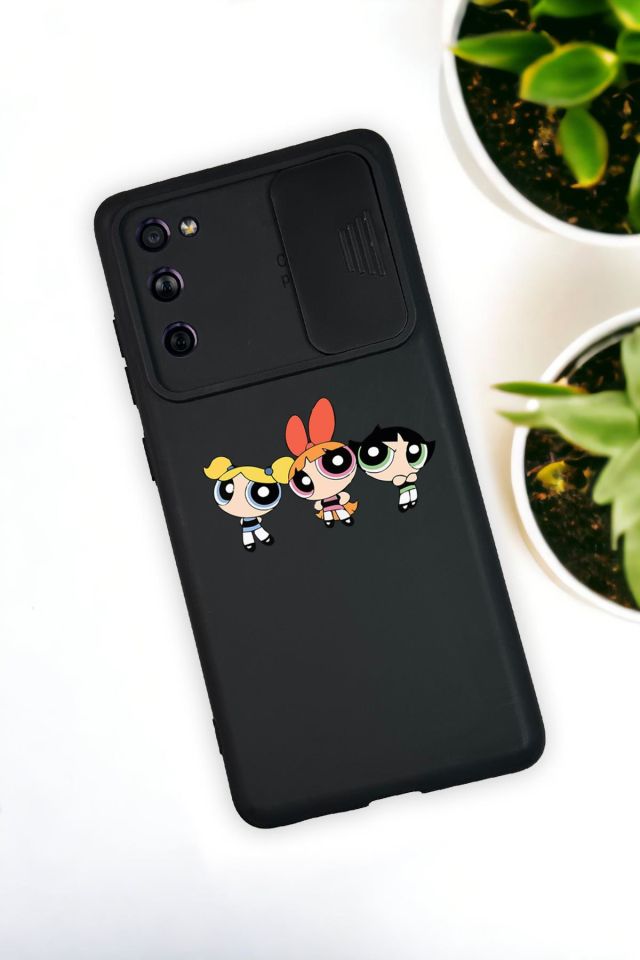 Samsung S21 Uyumlu Powerpuff Girls Desenli Kamera Koruma Slider Kapaklı Silikonlu Telefon Kılıfı