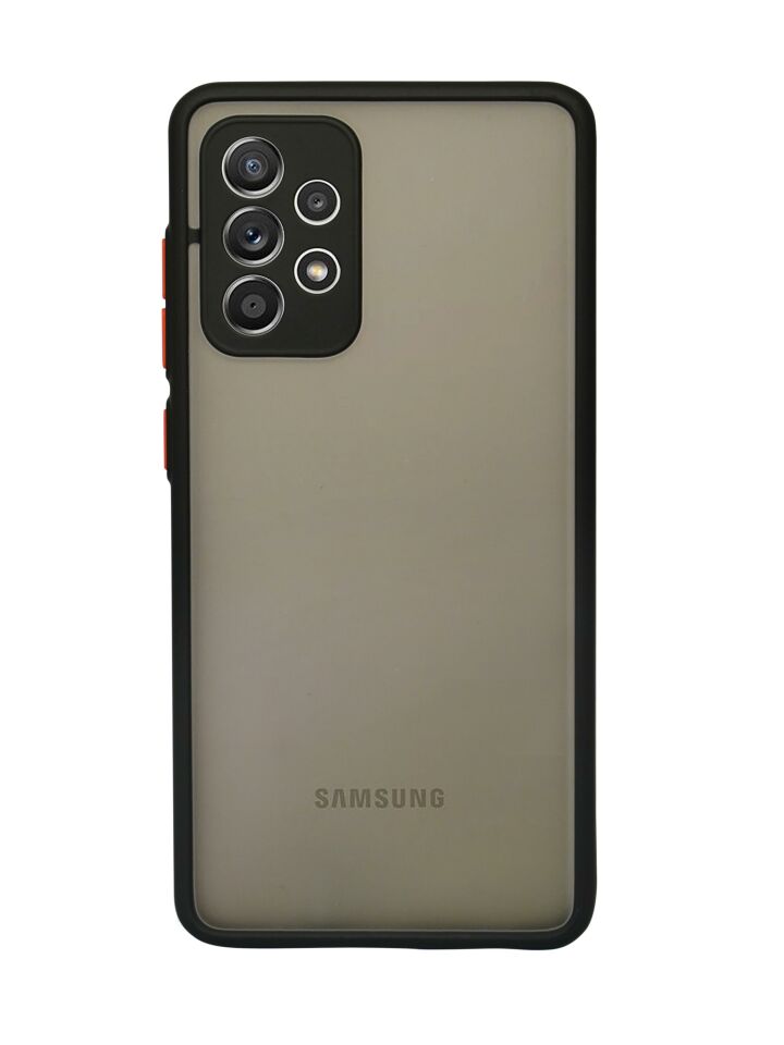 Samsung Galaxy A72 4G Buzlu Şeffaf Siyah Lüx Telefon Kılıfı MCH90