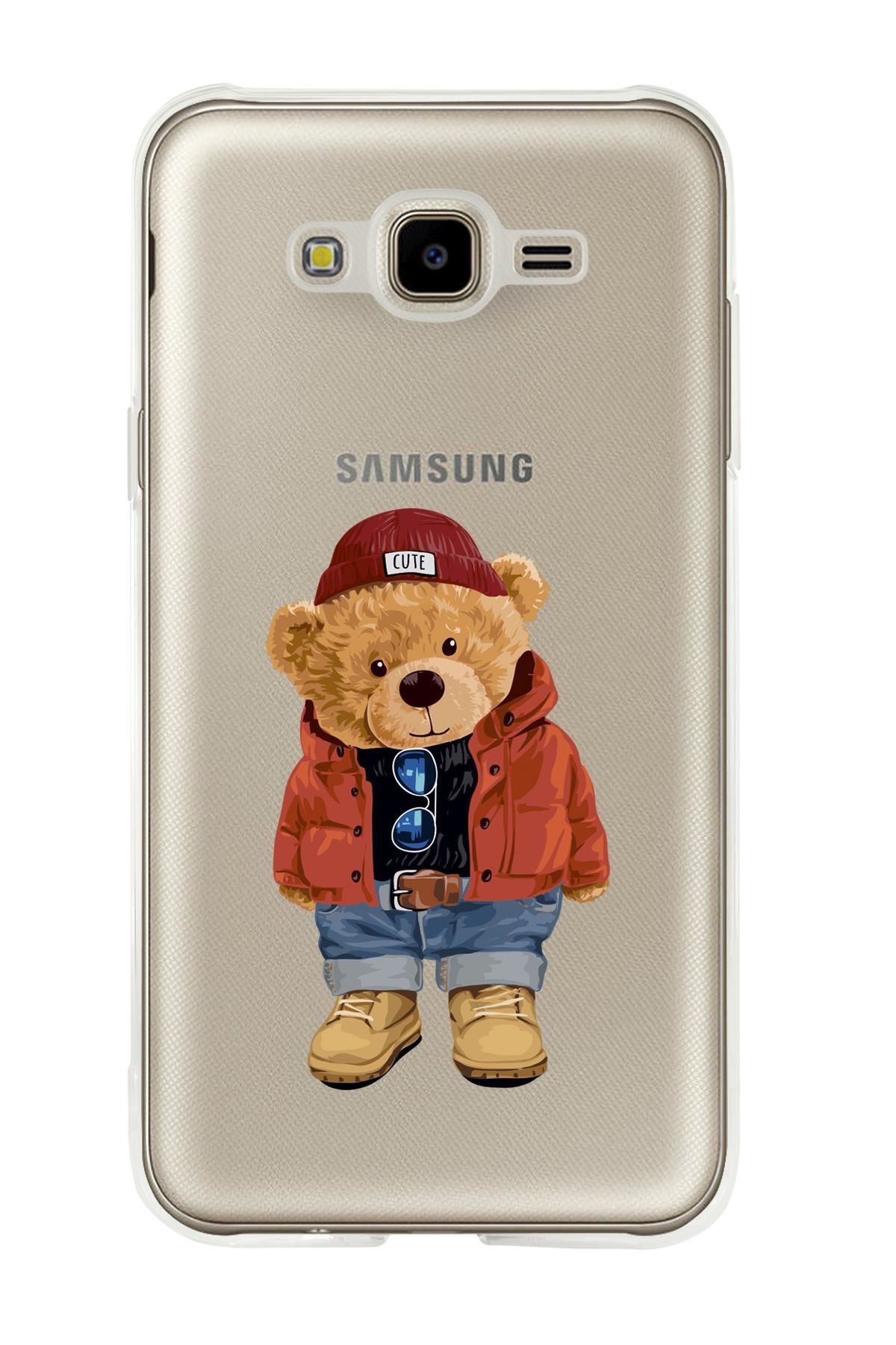 Samsung J7 Teddy Bear Premium Şeffaf Silikon Kılıf