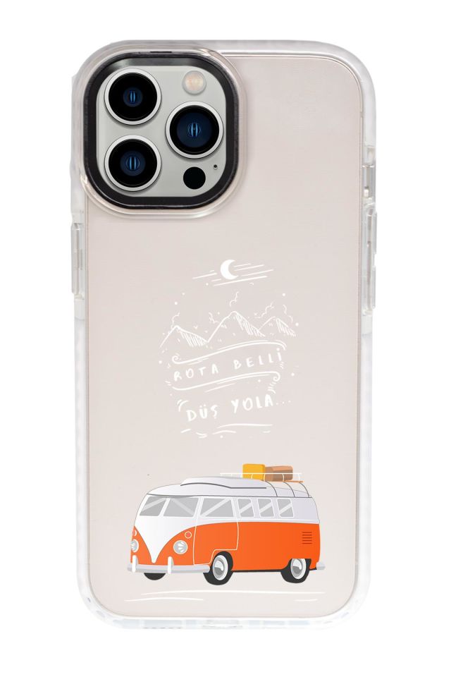 iPhone 15 Pro Uyumlu Rota Belli Desenli Candy Bumper Darbe Emci Silikonlu Telefon Kılıfı
